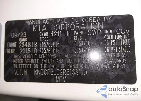 2024 Kia Niro Lx z USA, uszkodzony, nr VIN KNDCP3LE2R5138110